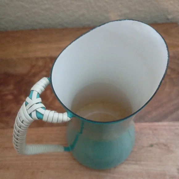 Vintage Dansk Kobenstyle Robin Egg Blue Enamel Pitcher Jens Denmark Turquoise - Picture 4 of 6